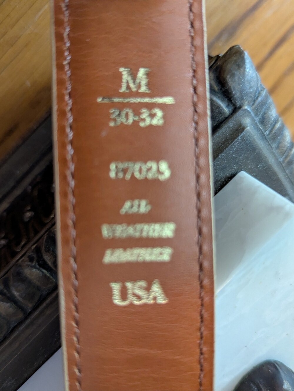 Vintage Dooney & Bourke All-Weather Leather Belt - Wheat, Size Medium (30-32) - Picture 6 of 7